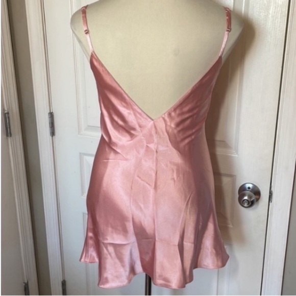 Vintage Jones NY Slip Dress Mini Nighty Pink Silky Satin Barbie Cutout Back Bows - Picture 11 of 16